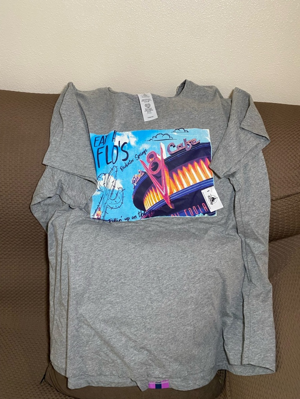 Disney Parks Cars Land Eat at Flo's V8 Cafe Shirt Top Grey Gray 3X NEW Womens